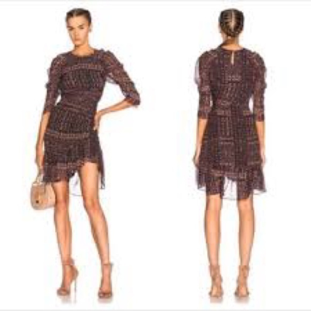 NWT Ulla Johnson Aicha Ikat Silk Chiffon Mini Dress Sz-8
